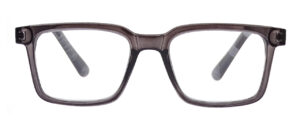 Glasögonen Palermo - Blåljusfilter - Även utan styrka har rektangulära klara glas och mörka, genomskinliga plastbågar, som visas mot en vit bakgrund.