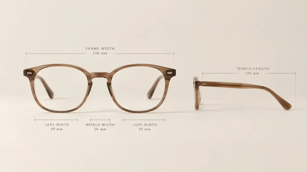 Minimalist glasögonspecifikation i brun acetat
