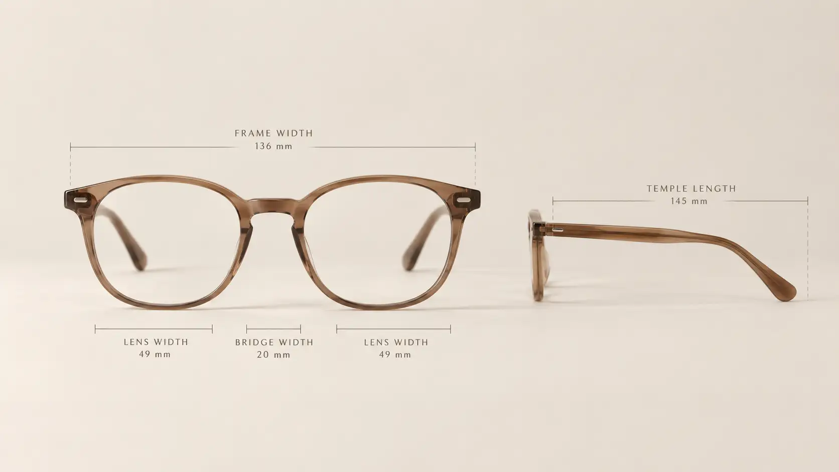 Minimalist glasögonspecifikation i brun acetat